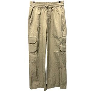 Abercrombie & Fitch Womens Small Olive Green Wide Leg Cargo Pants Elastic Waist